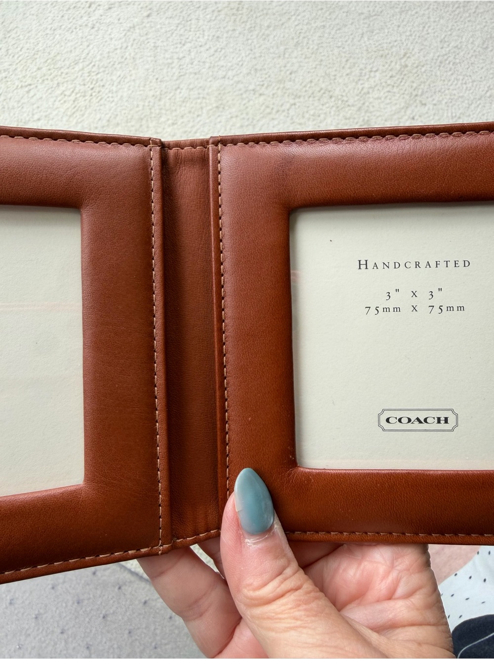 Vintage Coach Leather Double Photo Frame in British Tan - Picture 5 of 6